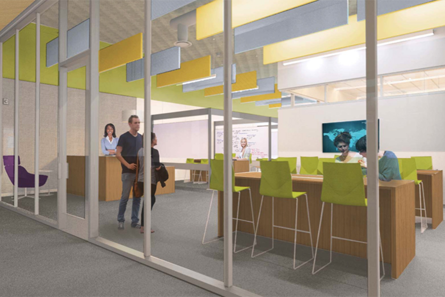 A rendering of the Technology Enhanced Learning space.  