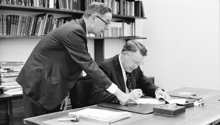 President Stever and  Paul C. Cross