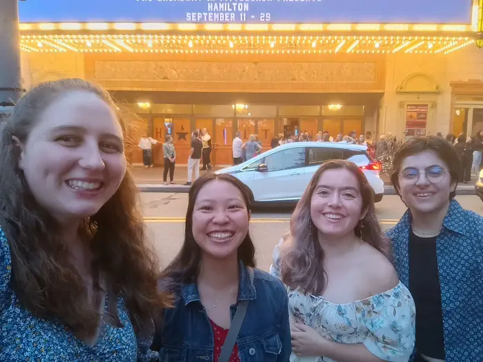 friends hanging out in theatre district