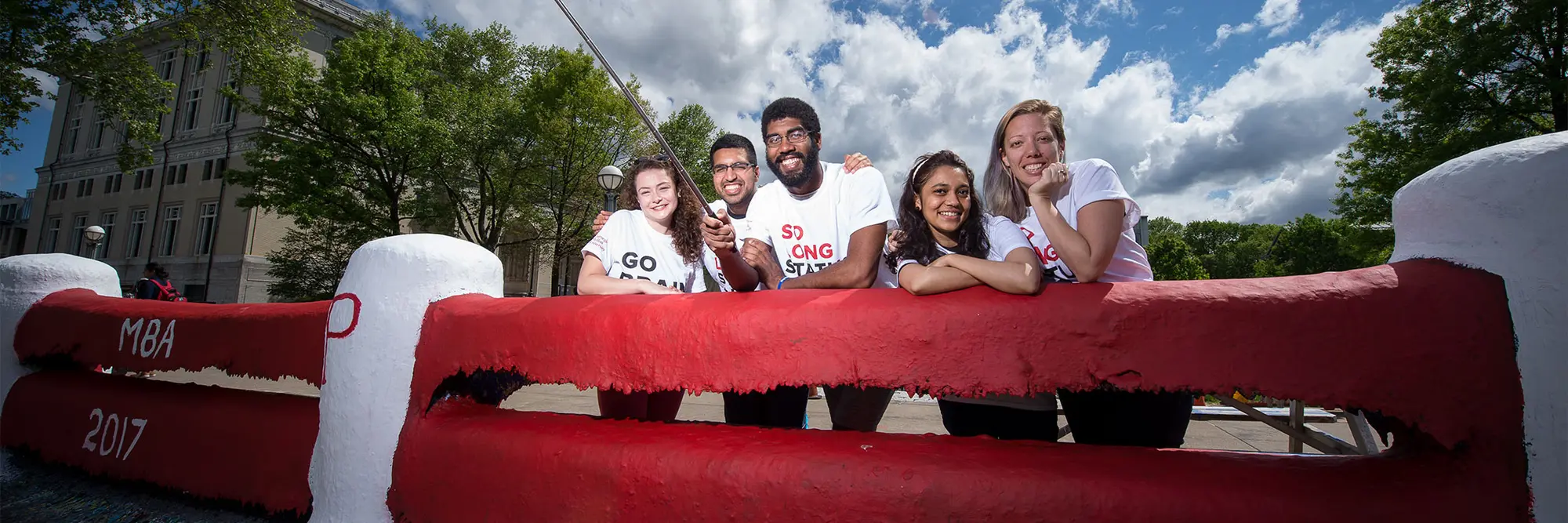 Student ambassadors posing at The Fence.