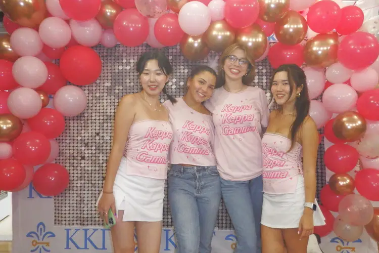 sorority girls smiling together