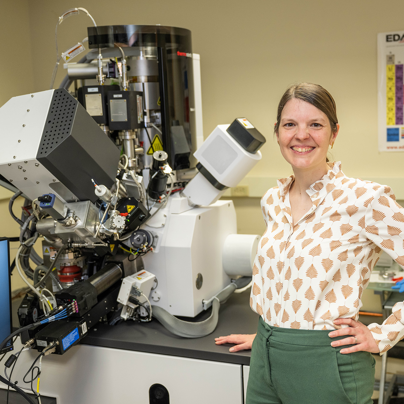 Amanda Krause with large microscope