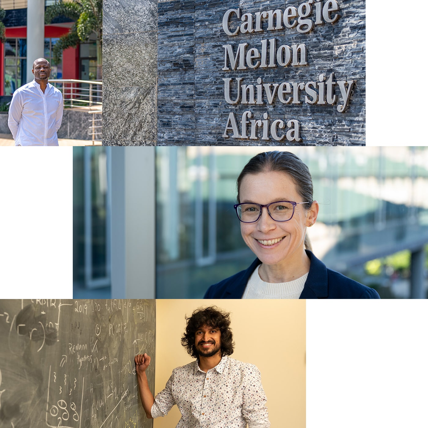 A trio of images of CMU faculty