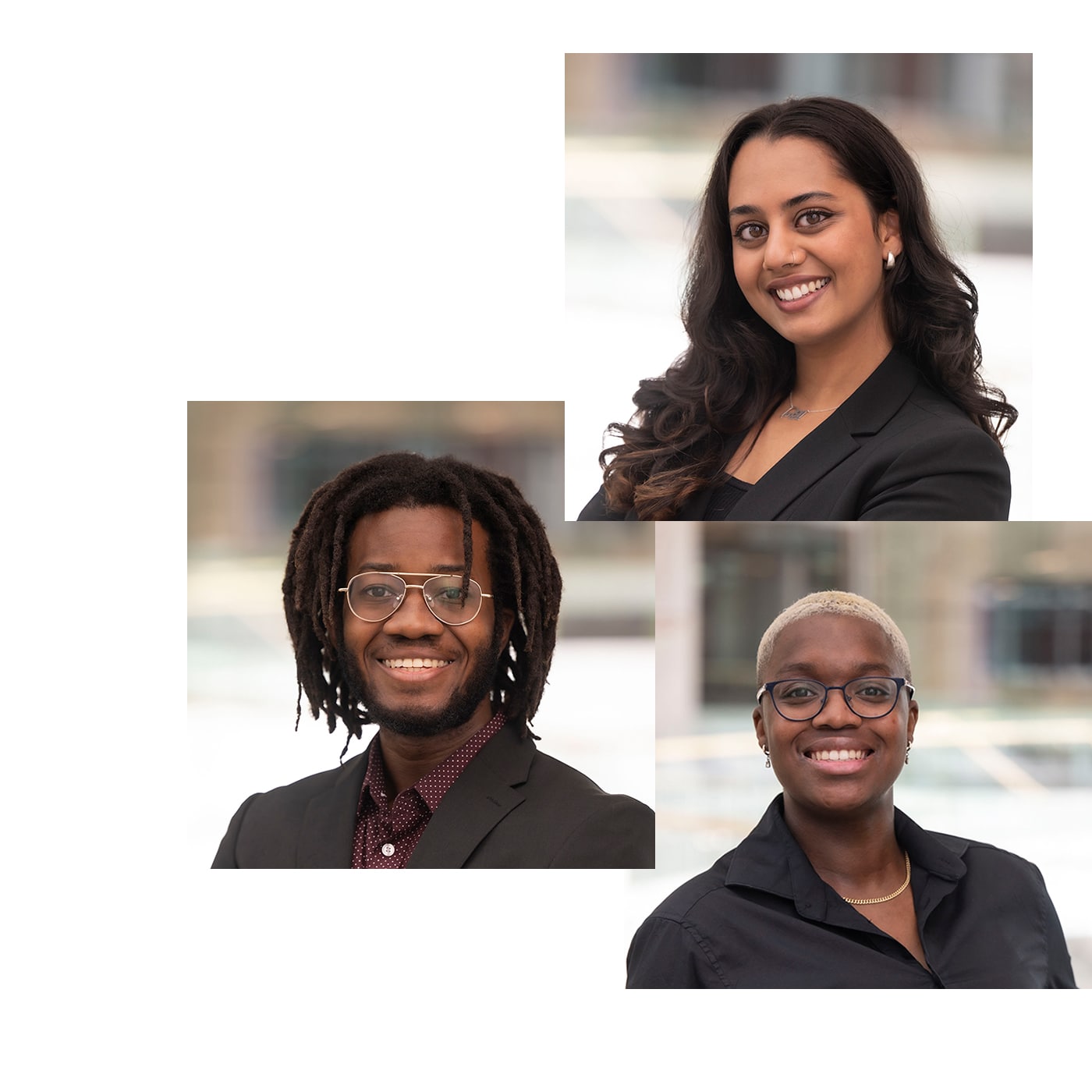 A collage of three headshots