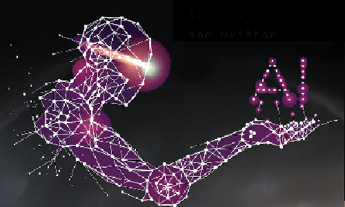 image shows a human shape made out of stars and lines holding the letters "AI"